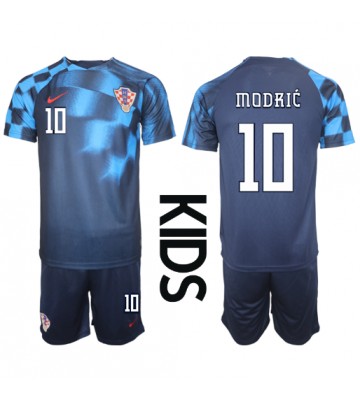 Lacne Dětský Futbalové dres Chorvátsko Luka Modric #10 MS 2022 Krátky Rukáv - Preč (+ trenírky)